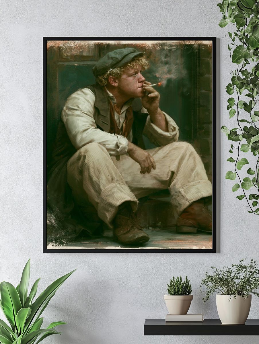 Smoker in Green Light — Fine-Art Print. — room view 4