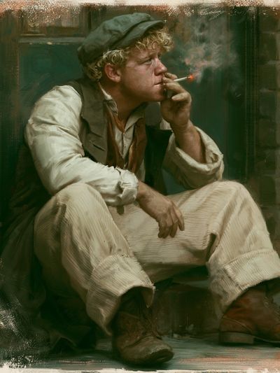 Smoker in Green Light — Fine-Art Print.