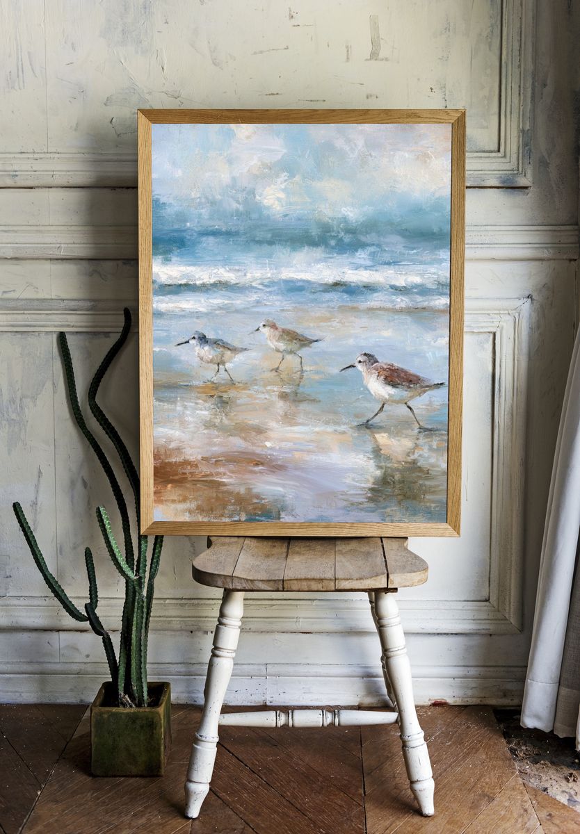 Shoreline Sandpipers — Fine-Art Print. room preview