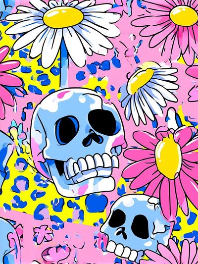 Skull Daisy Pop-Art Poster. poster