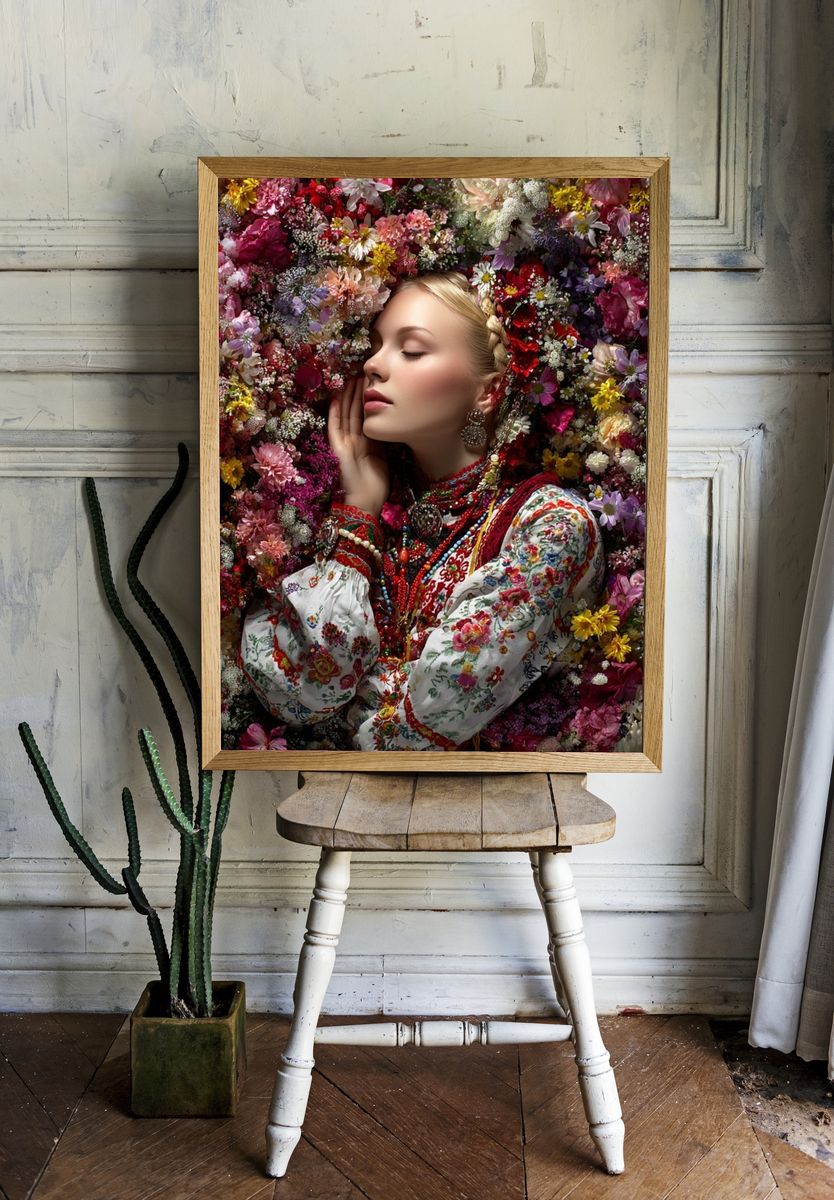 Floral Portrait Bohemian Print. — room view 1