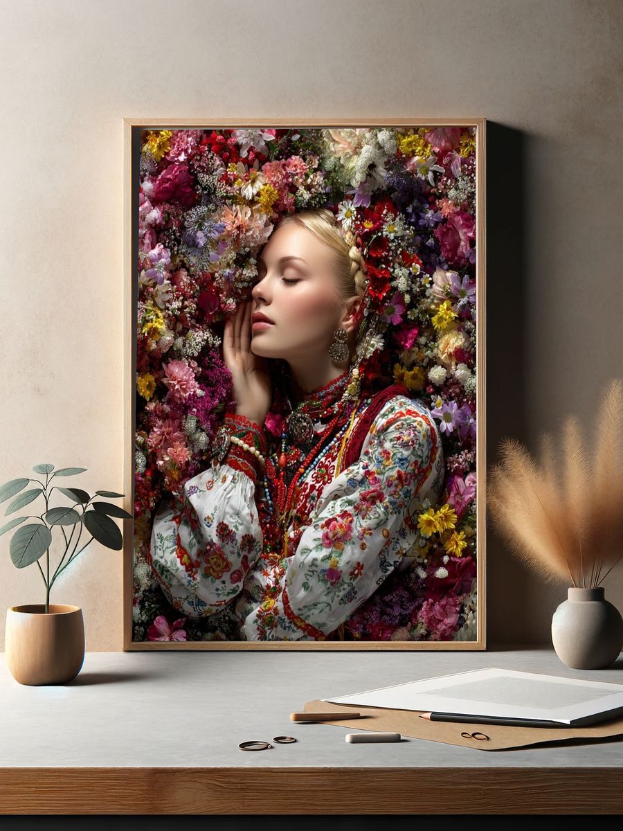 Floral Portrait Bohemian Print. — room view 2