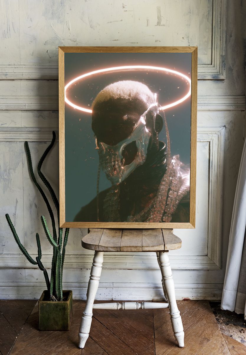 Halo Skull Portrait Poster. room preview