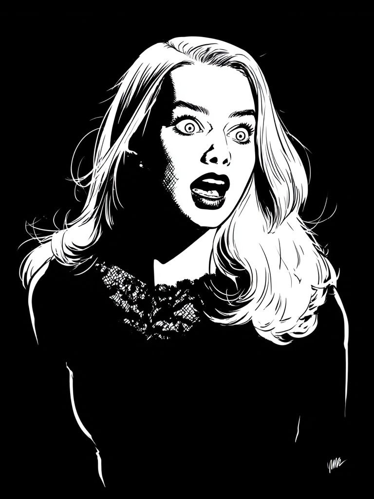 Surprised Woman Noir Poster. poster detail
