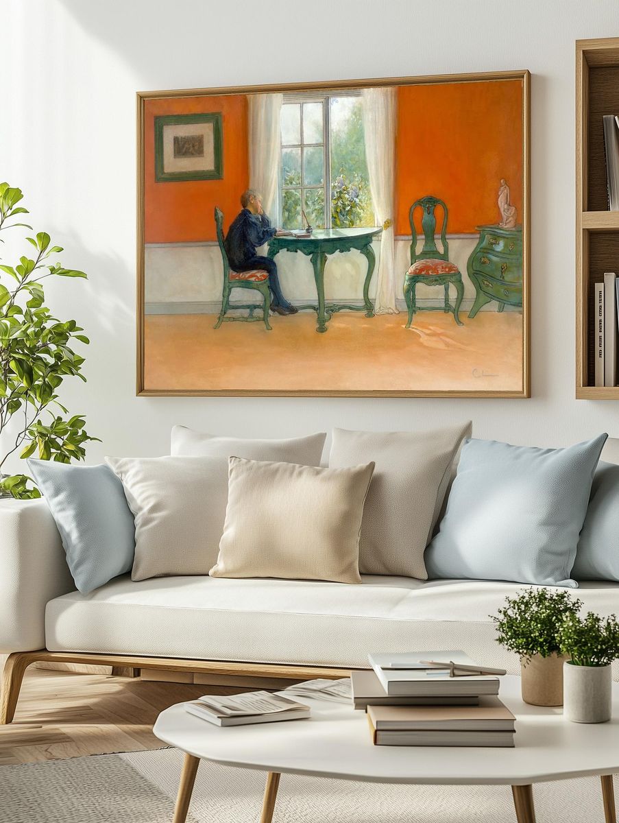 Contemplative Boy at Window — Fine Art Print. — room view 2