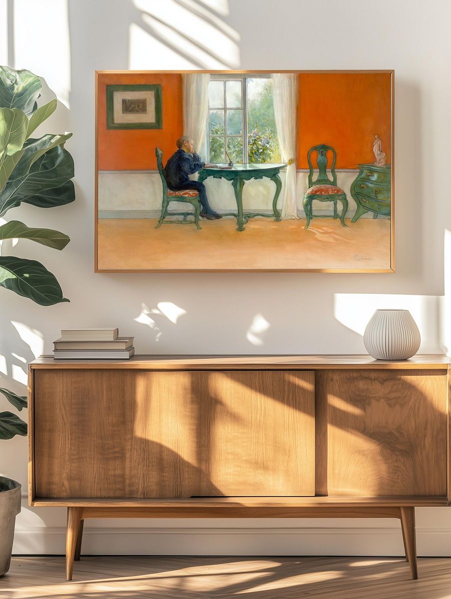 Contemplative Boy at Window — Fine Art Print. — room view 3