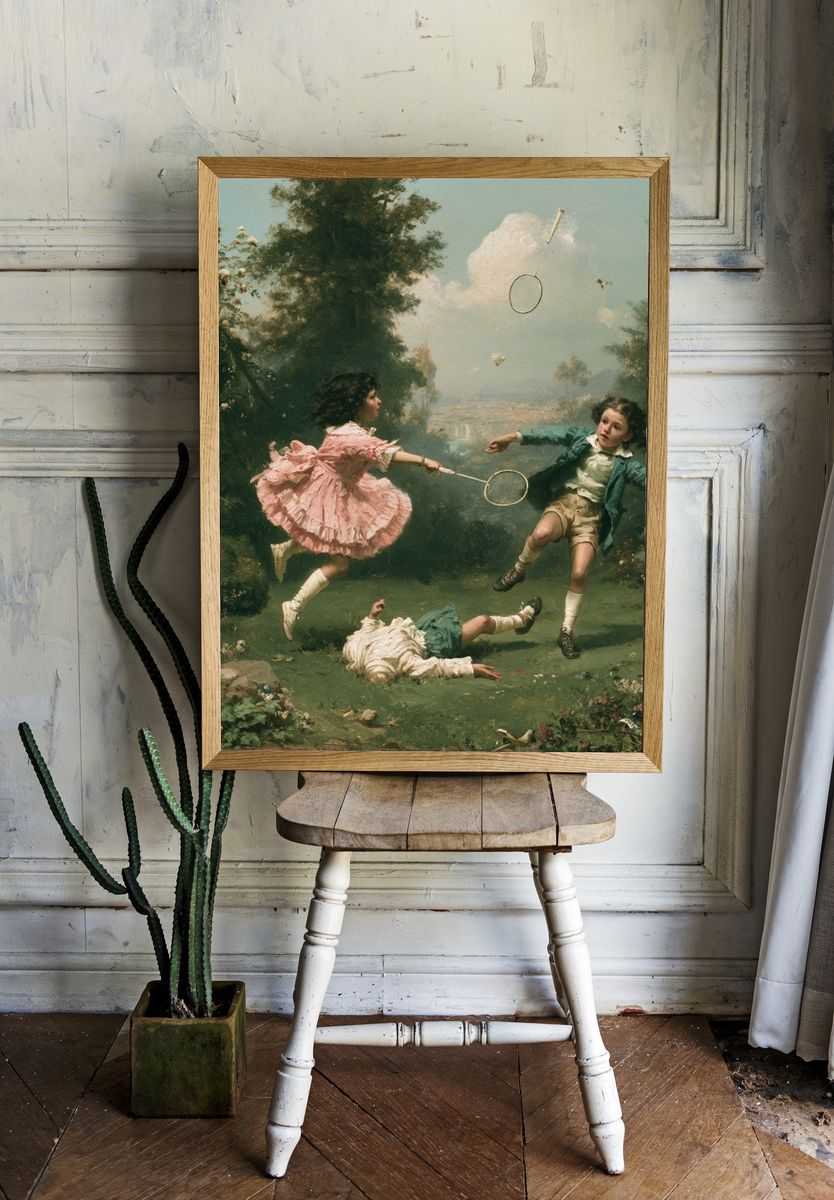 Children Playing in Garden Fine-Art Poster. room preview