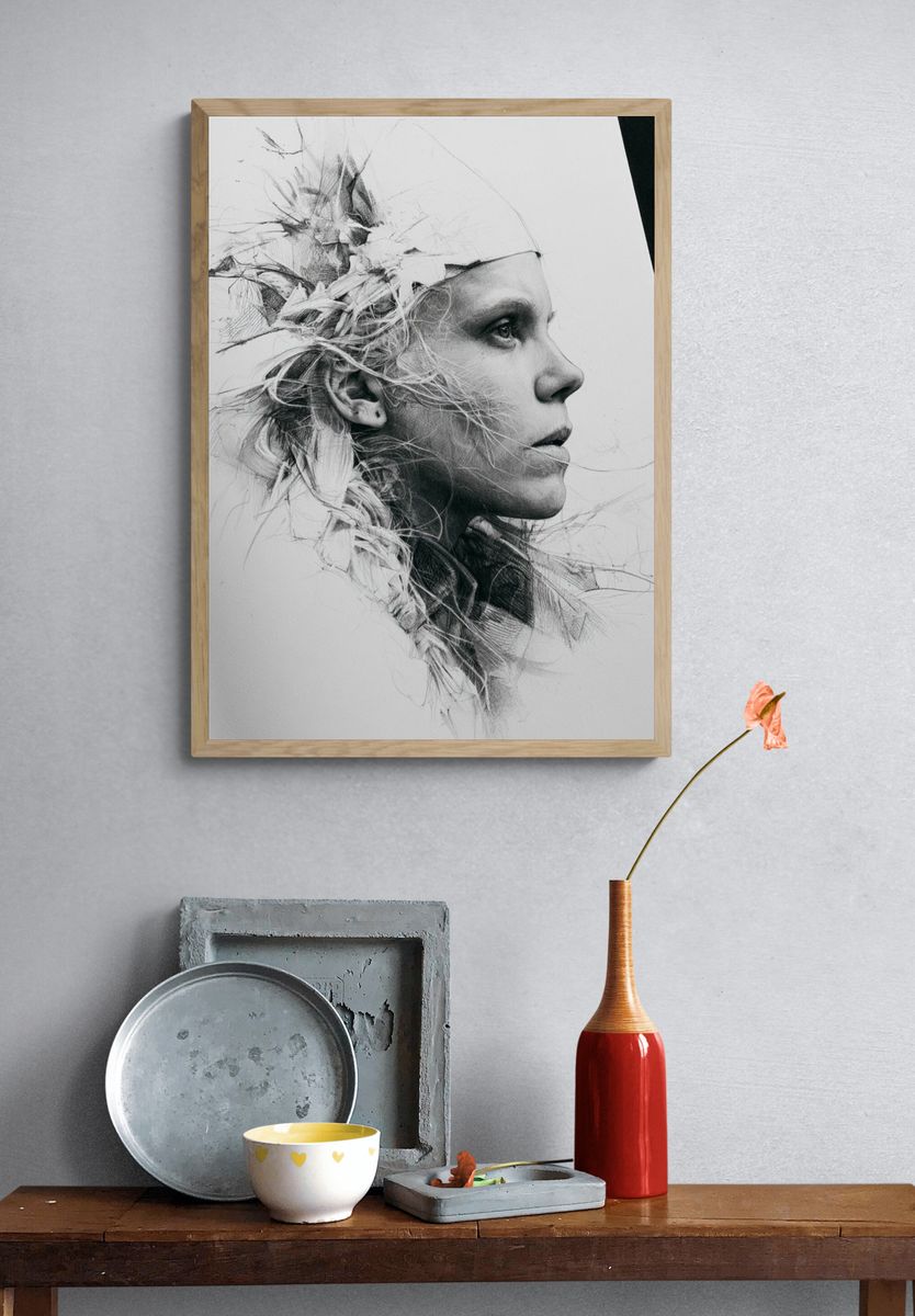 Abstract Portrait Sketch Poster. — room view 3