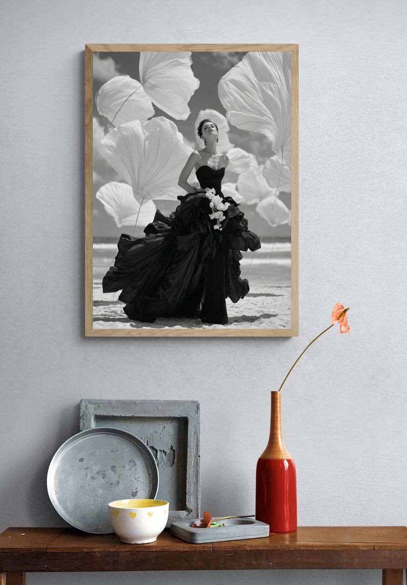 Fashion Portrait Black-White Poster. — room view 3