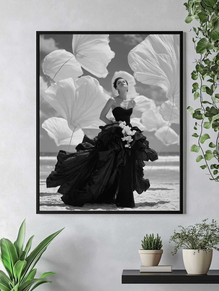 Fashion Portrait Black-White Poster. — room view 4
