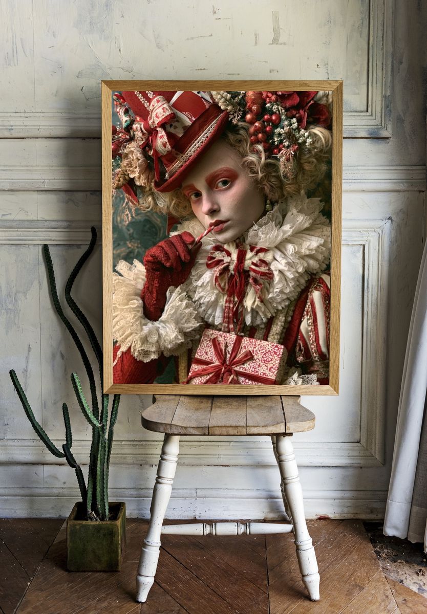 Vintage Clown Portrait Print. room preview