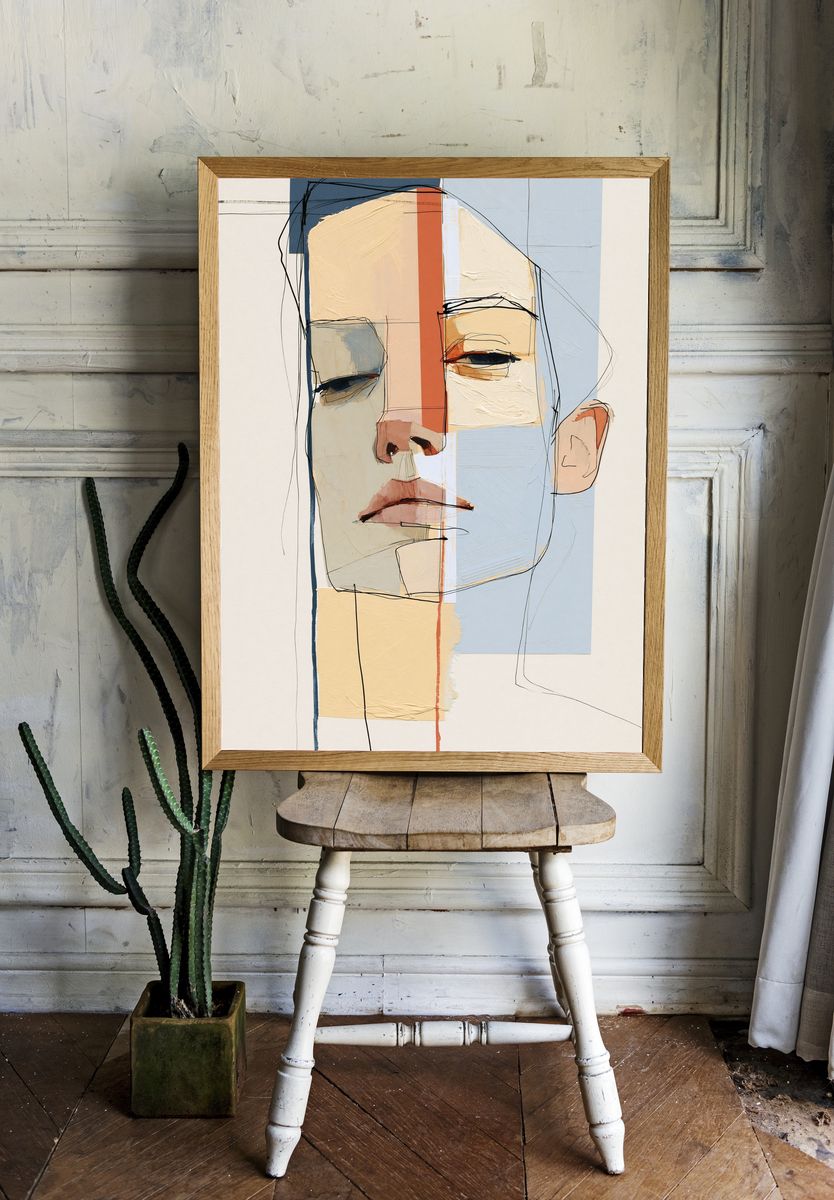 Abstract Face Portrait Print. room preview