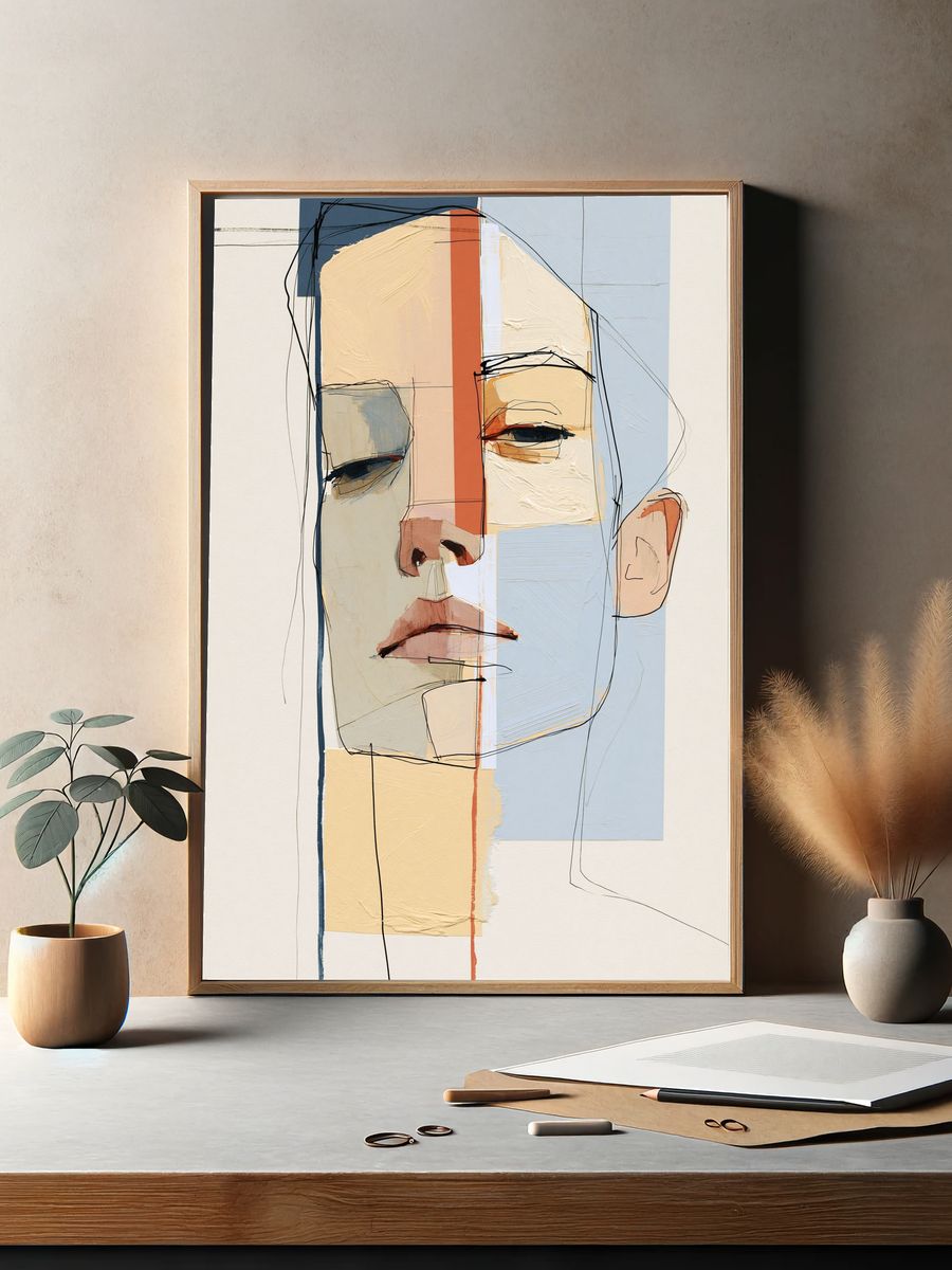Abstract Face Portrait Print. — room view 2
