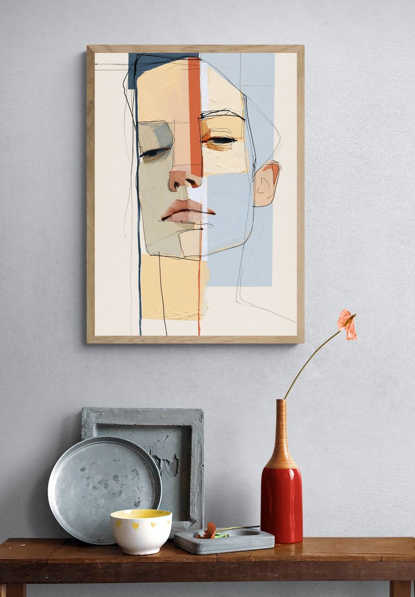 Abstract Face Portrait Print. — room view 3