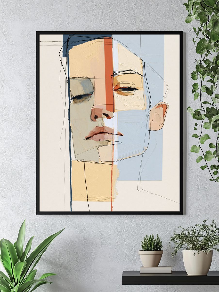 Abstract Face Portrait Print. — room view 4