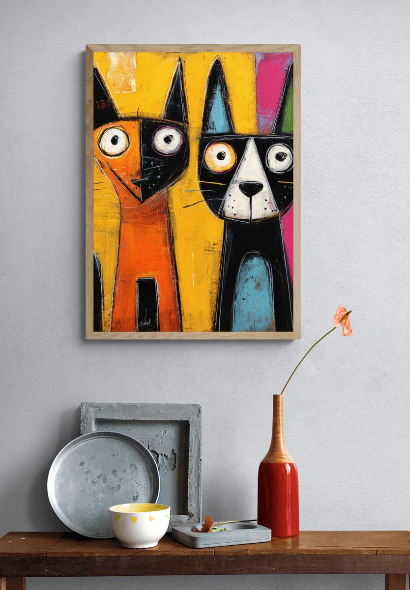 Playful Cats Pop-Art Poster. — room view 3