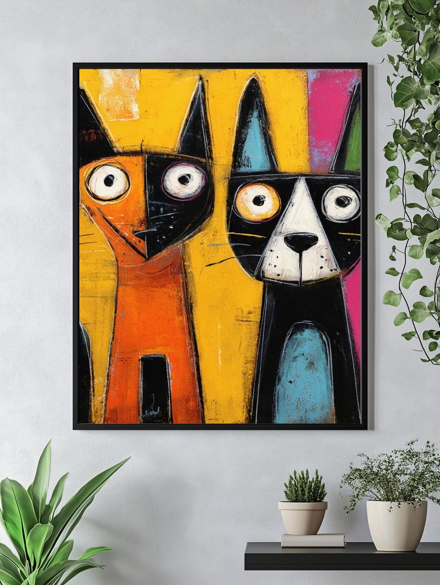 Playful Cats Pop-Art Poster. — room view 4