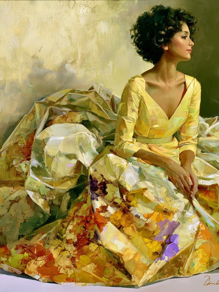 Elegant Woman in Yellow Fine-Art Poster. poster — fine-art art