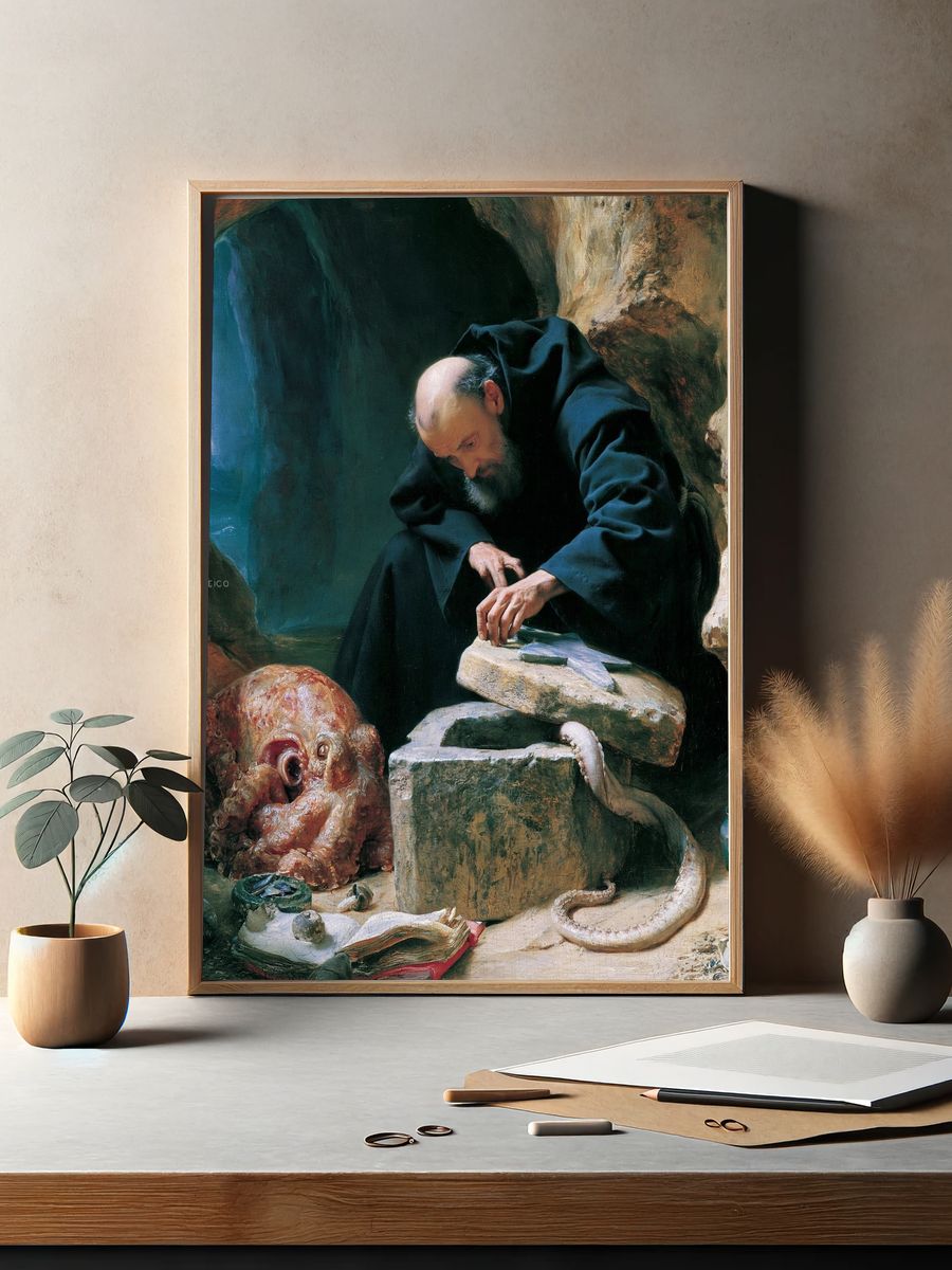 Monk in Cave — Fine Art Print. — room view 2