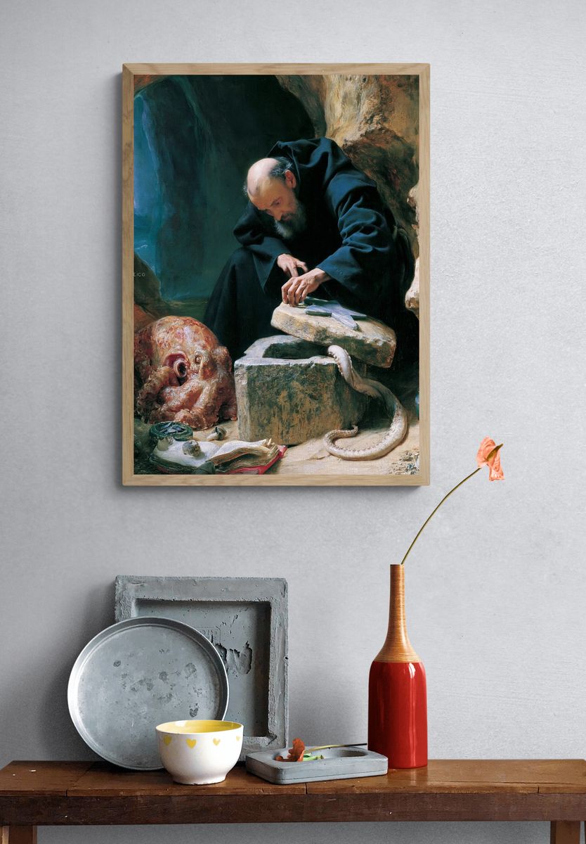 Monk in Cave — Fine Art Print. — room view 3