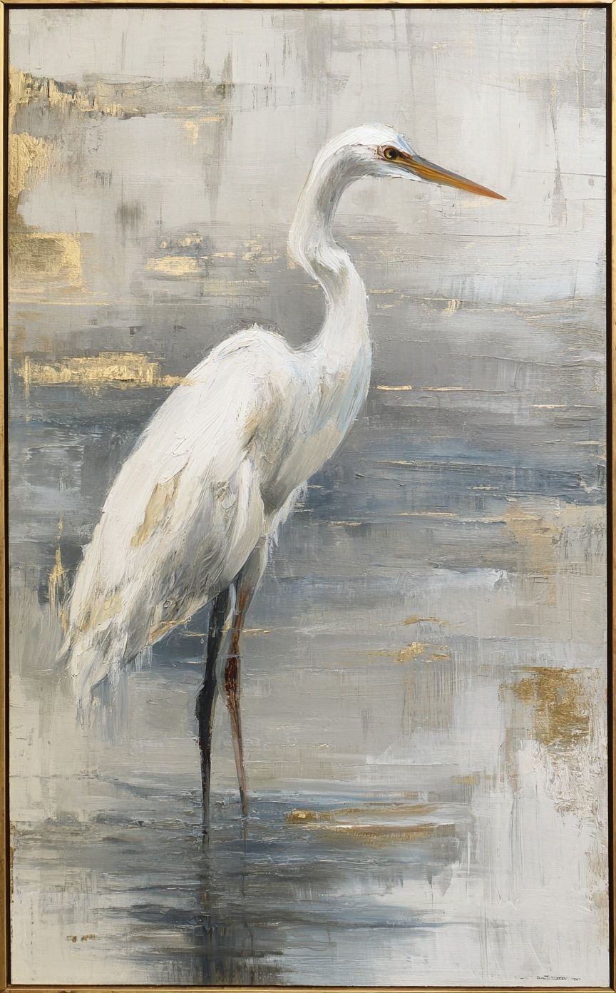 Elegant Heron Fine-Art Poster. poster detail
