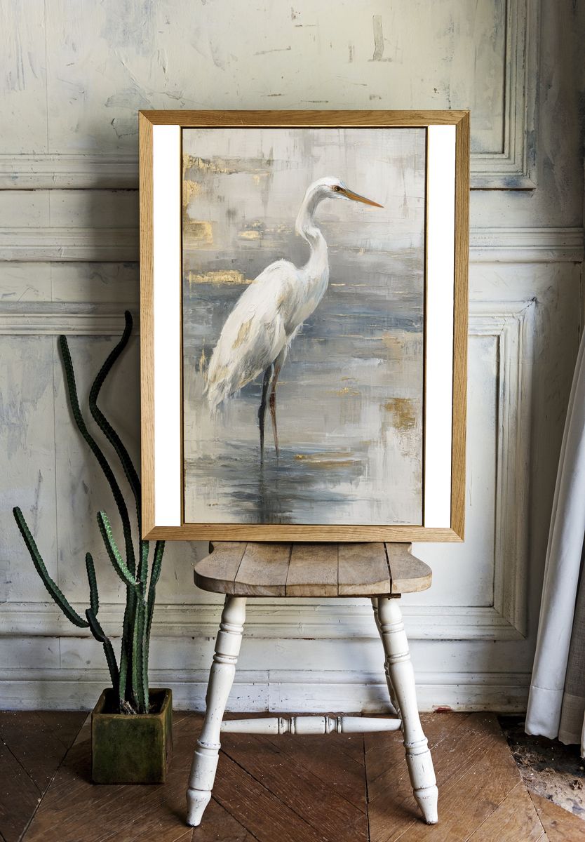 Elegant Heron Fine-Art Poster. room preview