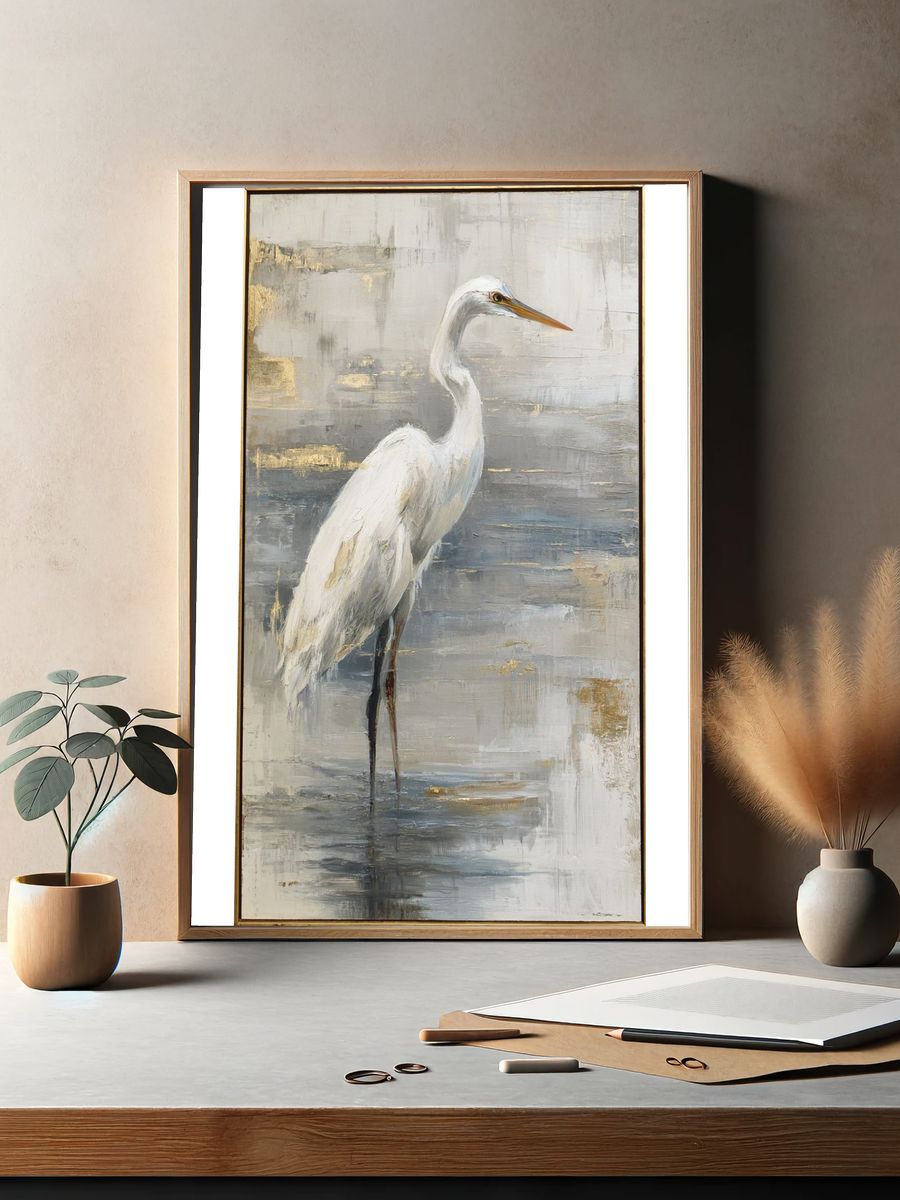 Elegant Heron Fine-Art Poster. — room view 2