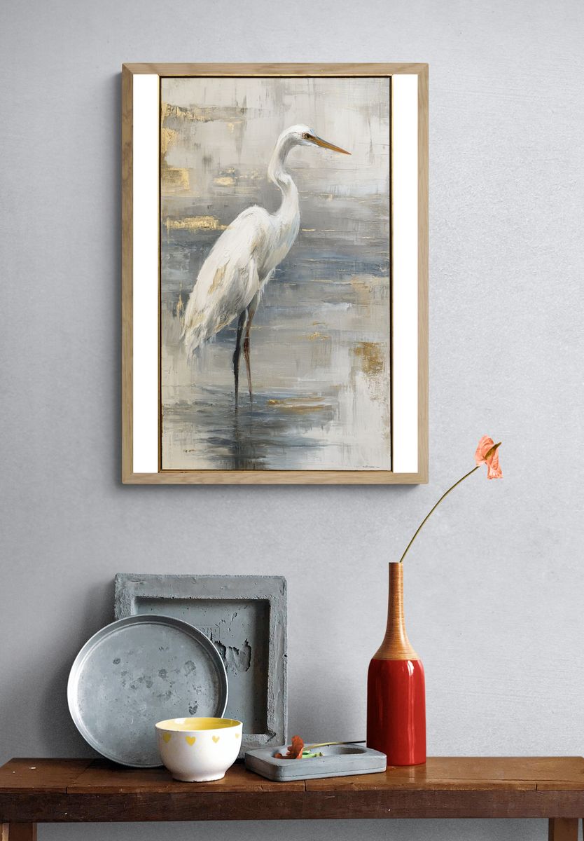 Elegant Heron Fine-Art Poster. — room view 3