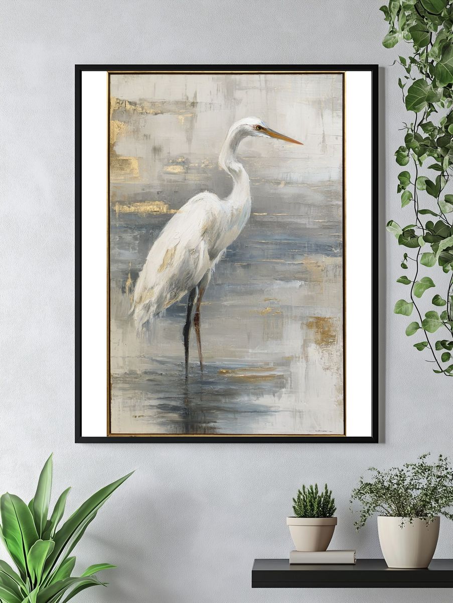 Elegant Heron Fine-Art Poster. — room view 4