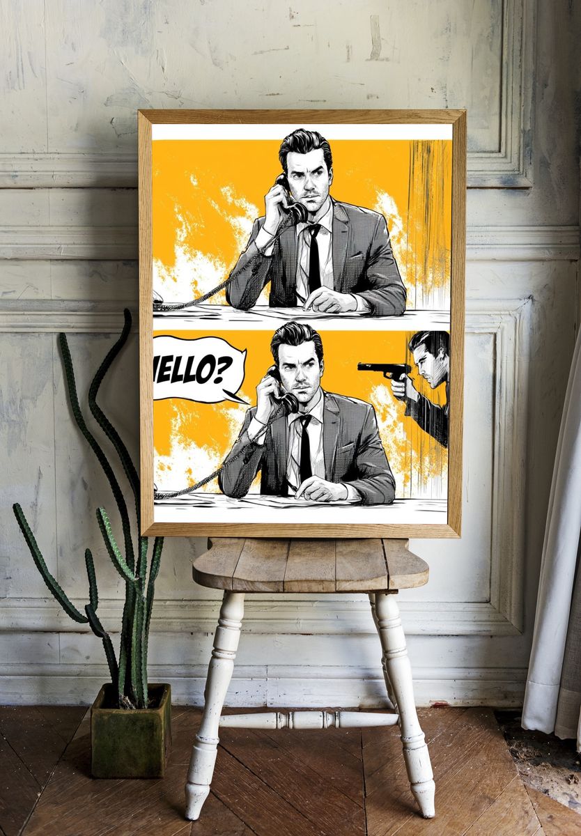 Noir Phone Call Comic Poster. room preview