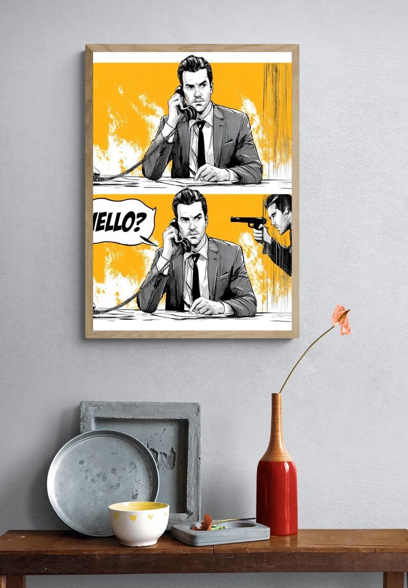 Noir Phone Call Comic Poster. — room view 3
