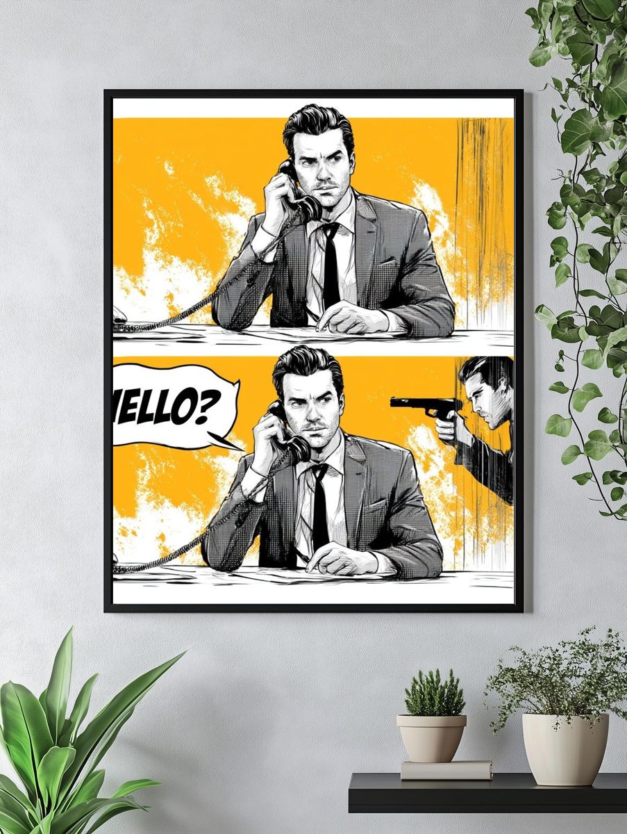 Noir Phone Call Comic Poster. — room view 4