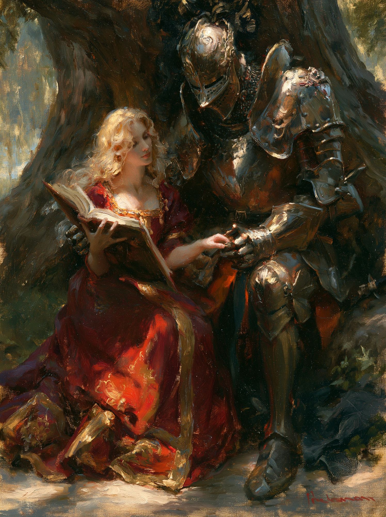 Knight and Maiden Fine-Art Print. poster detail