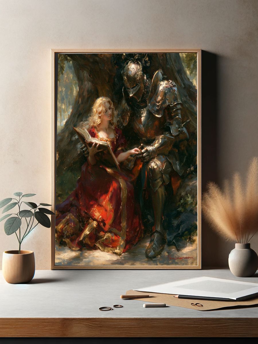 Knight and Maiden Fine-Art Print. — room view 2