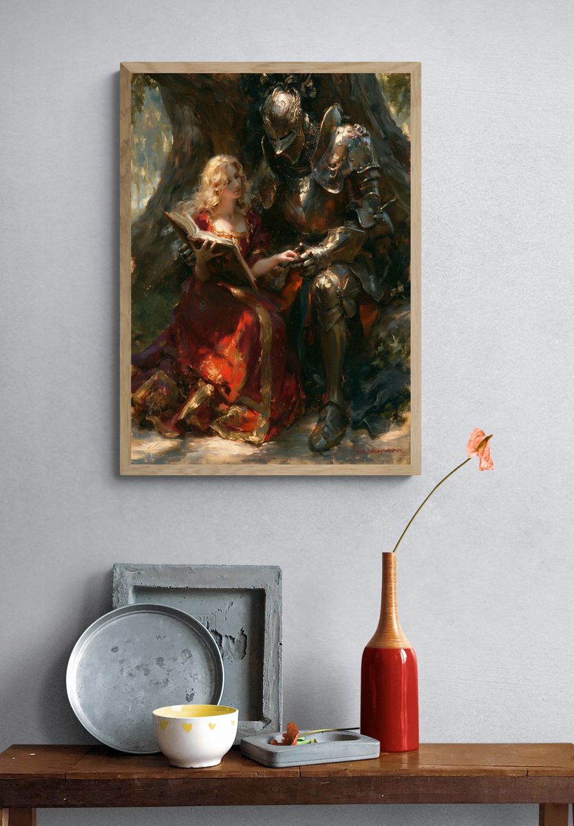 Knight and Maiden Fine-Art Print. — room view 3