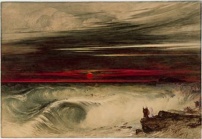 Dramatic Sunset Over Ocean Waves — Fine Art Print. poster