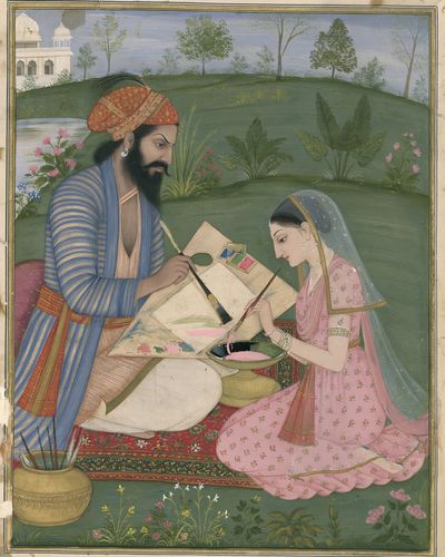 Mughal Miniature Painting Print. poster