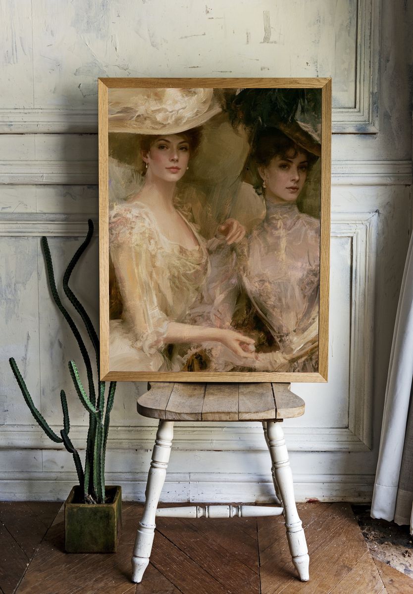 Elegant Portrait Duo Fine-Art Poster. — room view 1