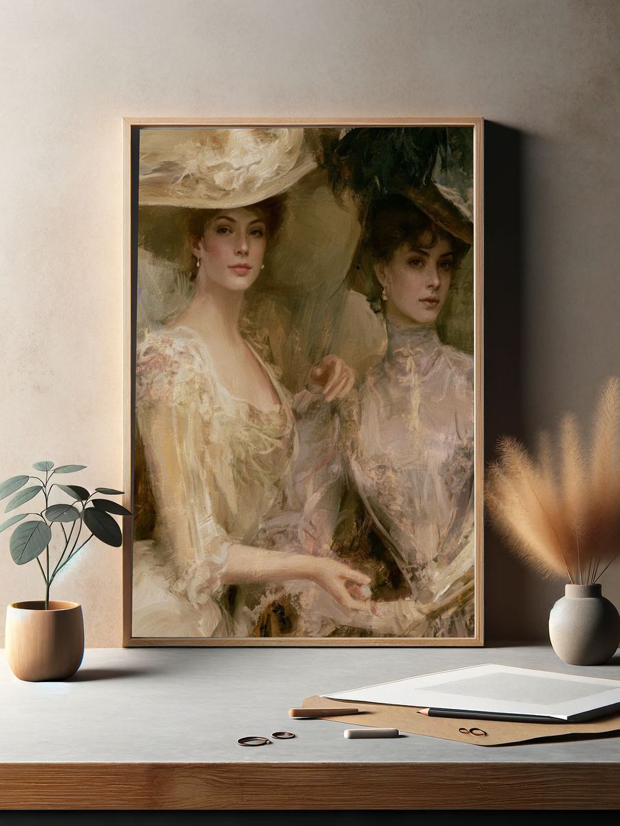 Elegant Portrait Duo Fine-Art Poster. — room view 2