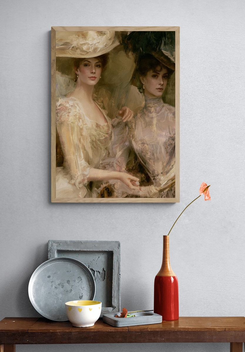 Elegant Portrait Duo Fine-Art Poster. — room view 3