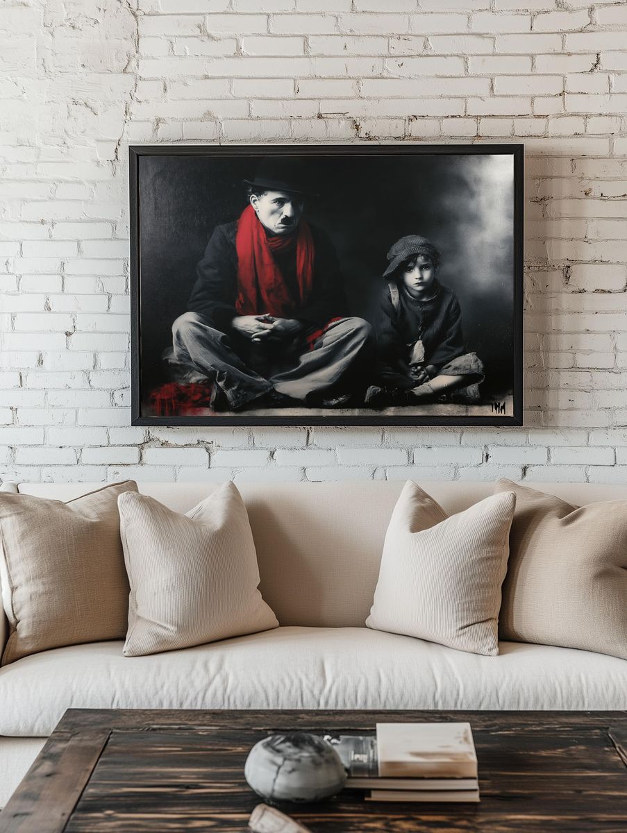 Chaplin and Child Fine-Art Print. room preview