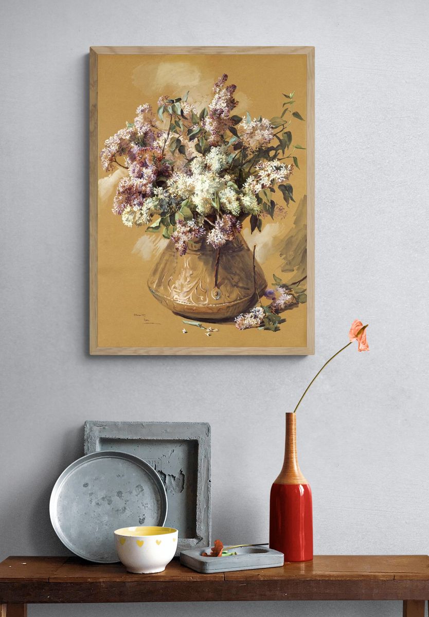 Lilac Bouquet — Fine Art Print. — room view 3