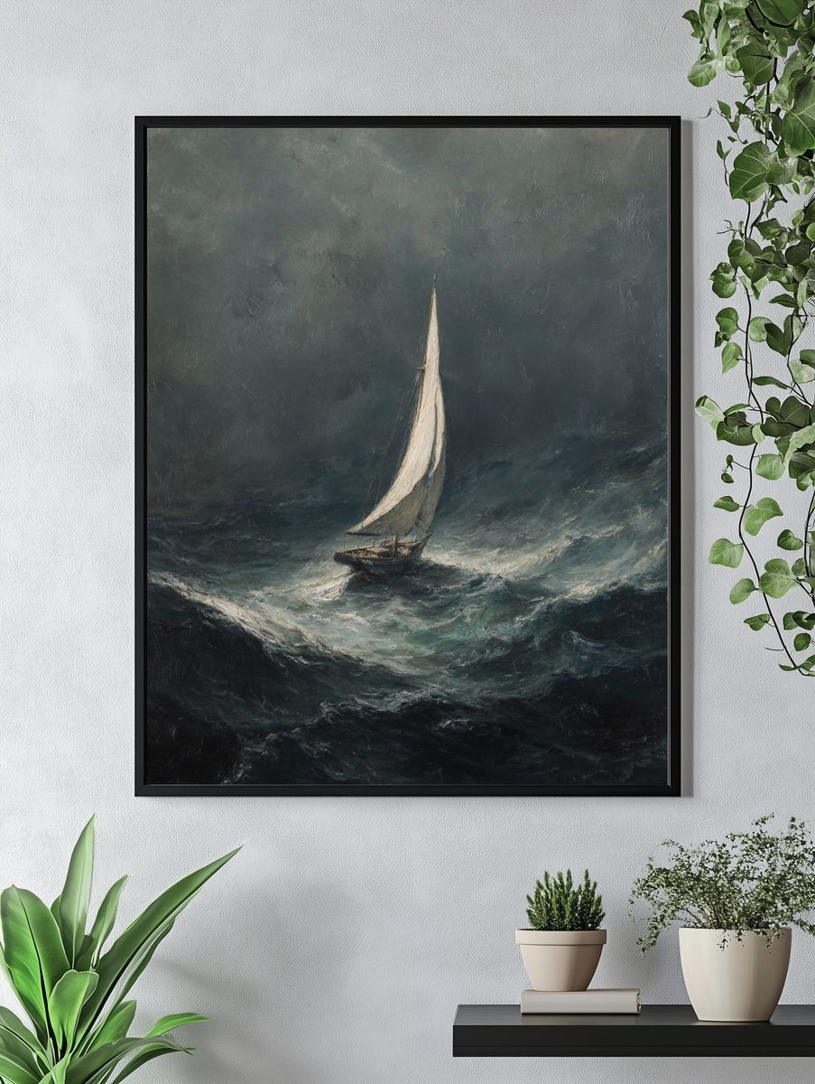 Sailing Through Stormy Seas — Fine Art Print. — room view 4
