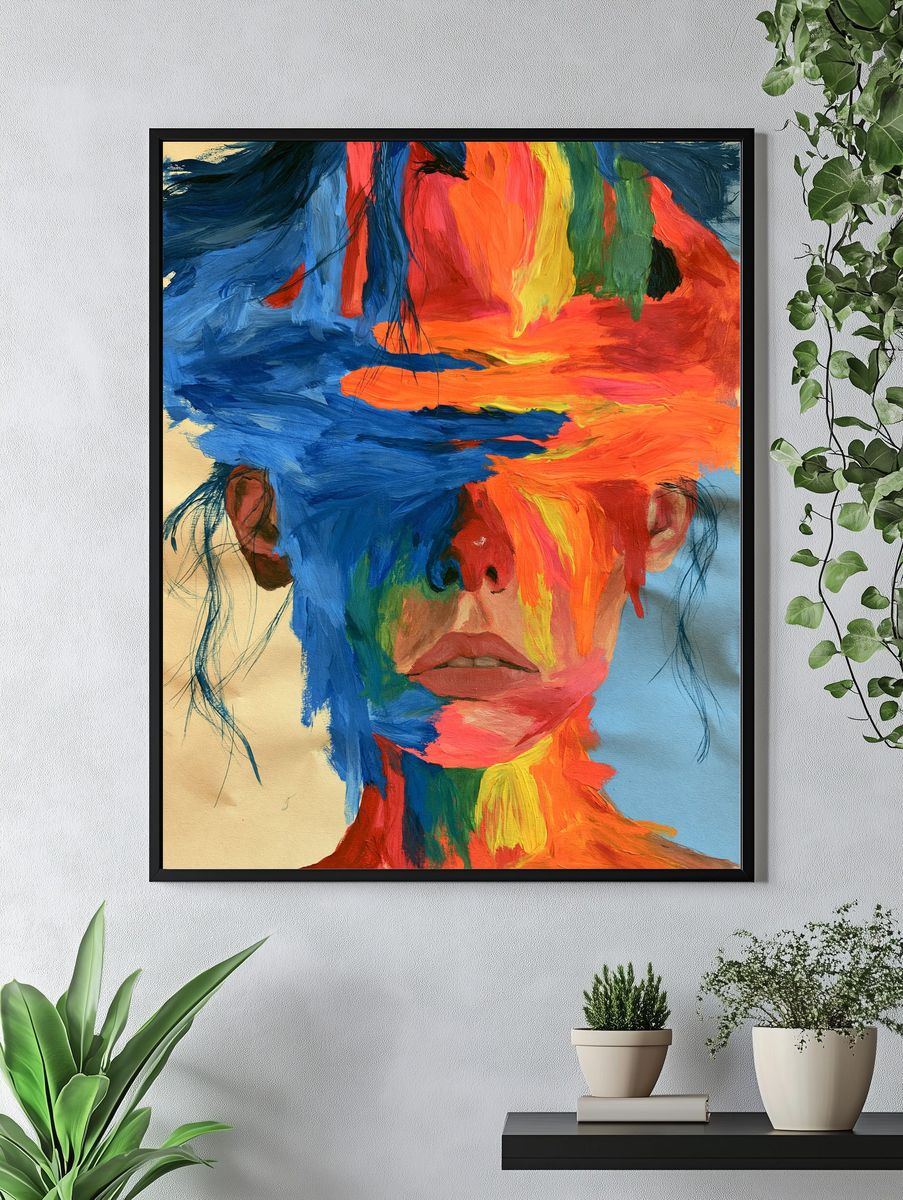 Colorful Face Portrait Poster. — room view 4