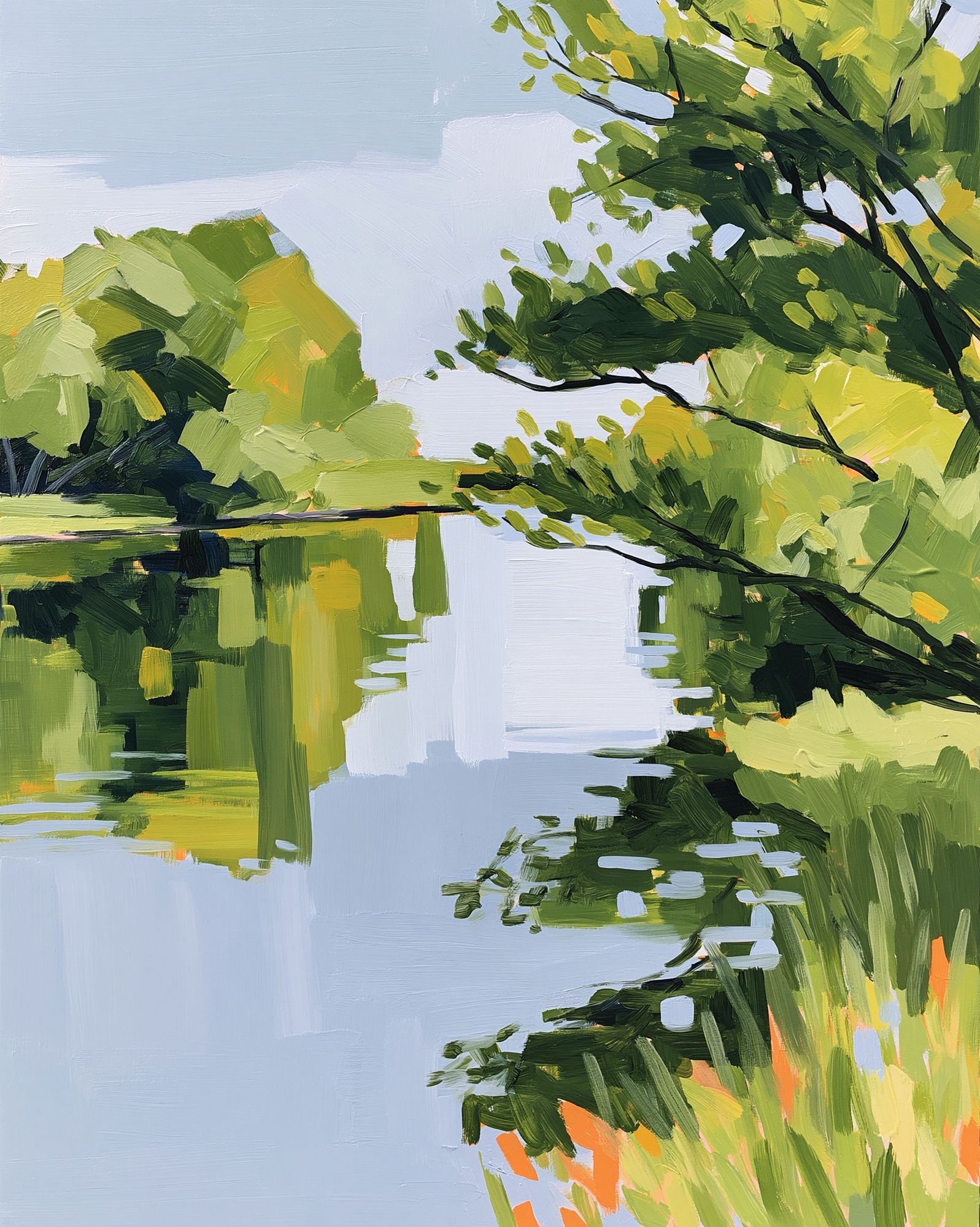 Lakeside Green Canopy Print. poster — fine-art art