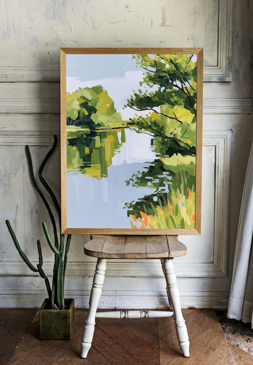 Lakeside Green Canopy Print. room preview
