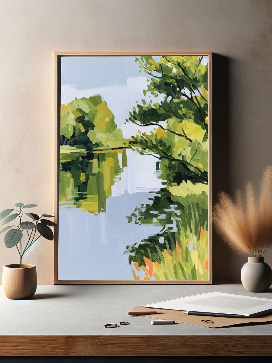 Lakeside Green Canopy Print. — room view 2