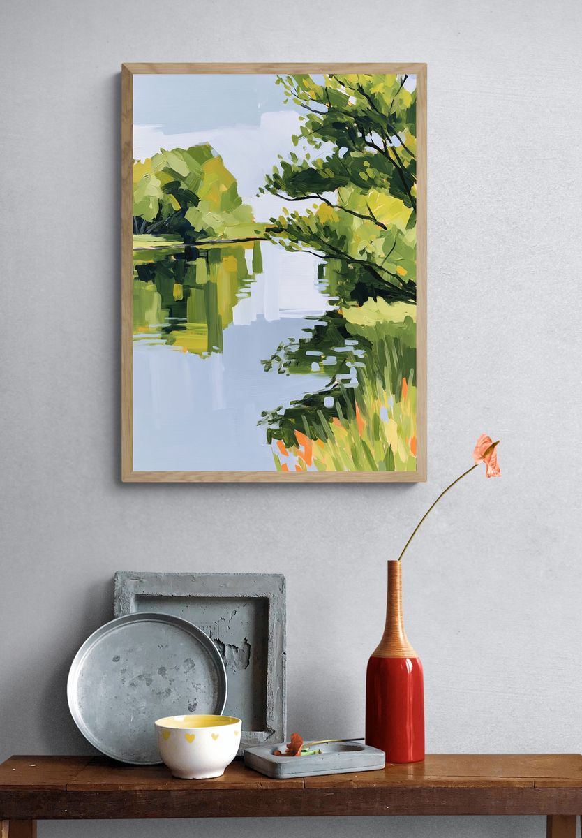 Lakeside Green Canopy Print. — room view 3
