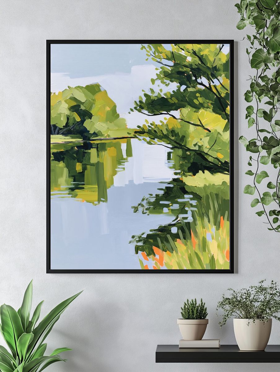 Lakeside Green Canopy Print. — room view 4