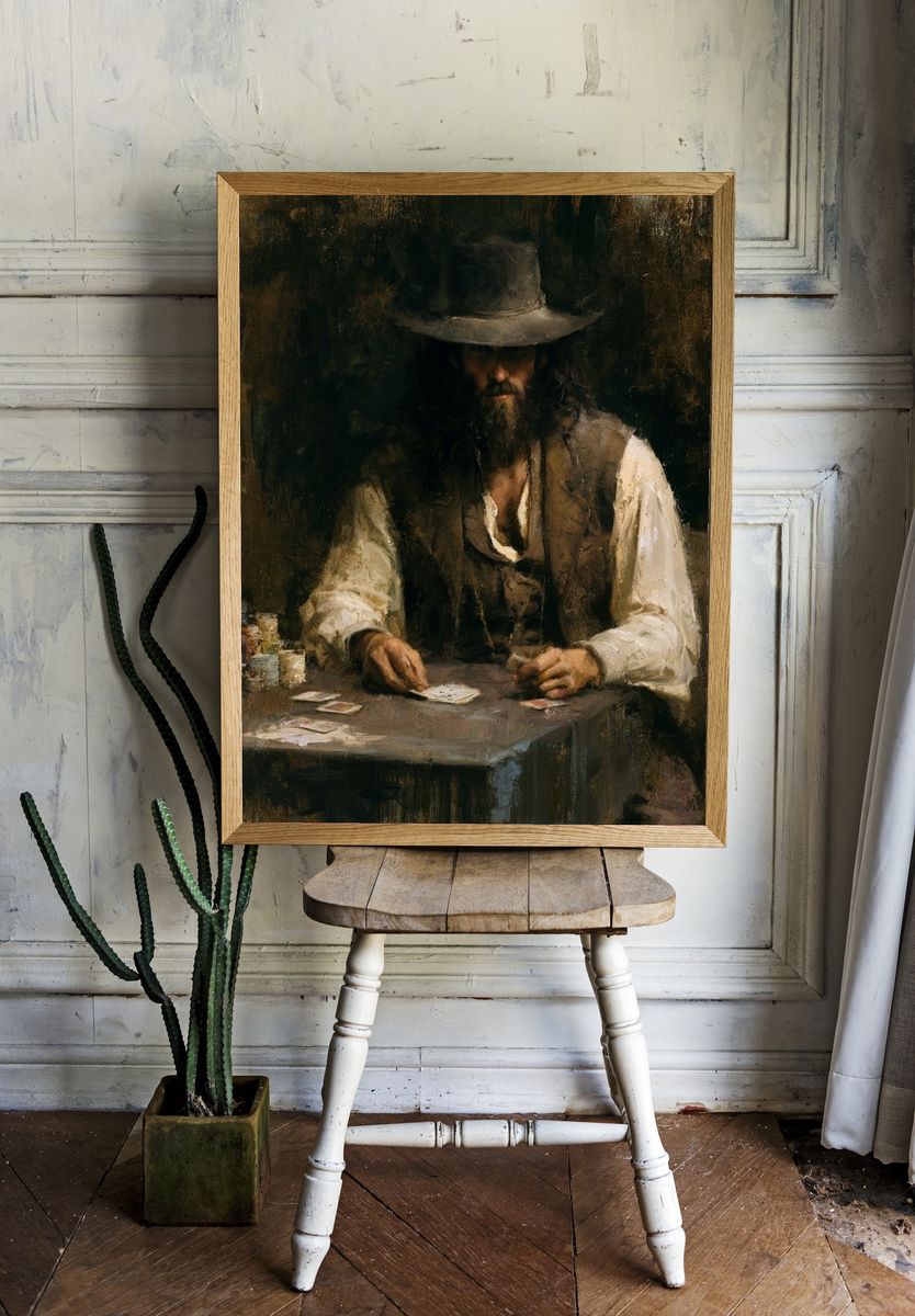 Card Sharp Cowboy Fine-Art Poster. — room view 1